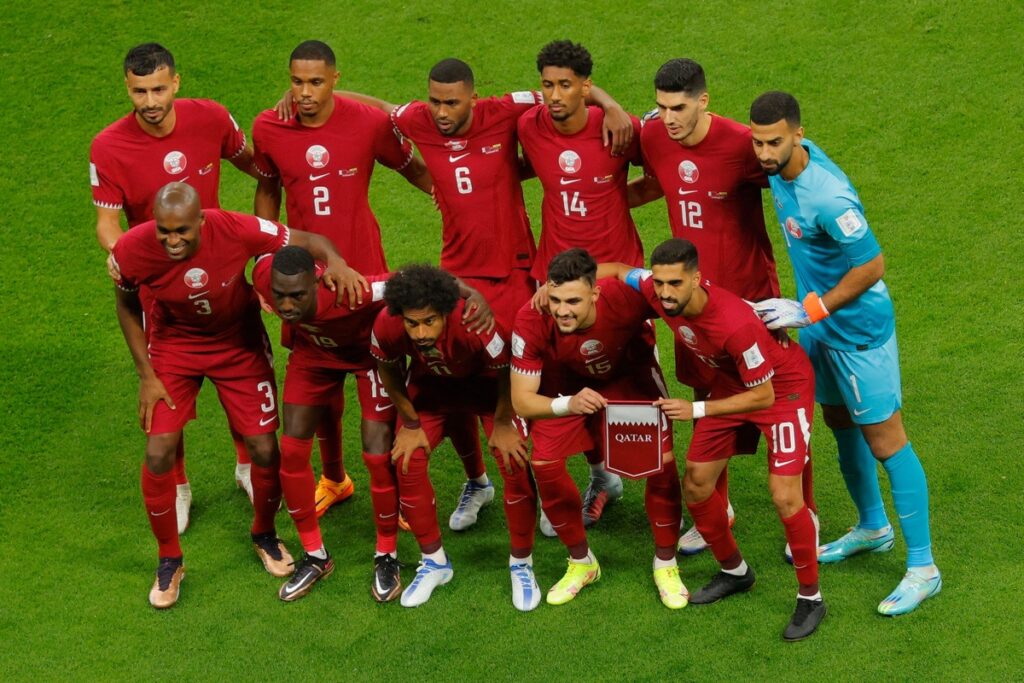 Die Nationalmannschaft von Qatar bei der Heim-WM 2022. (Photo by Odd ANDERSEN / AFP)