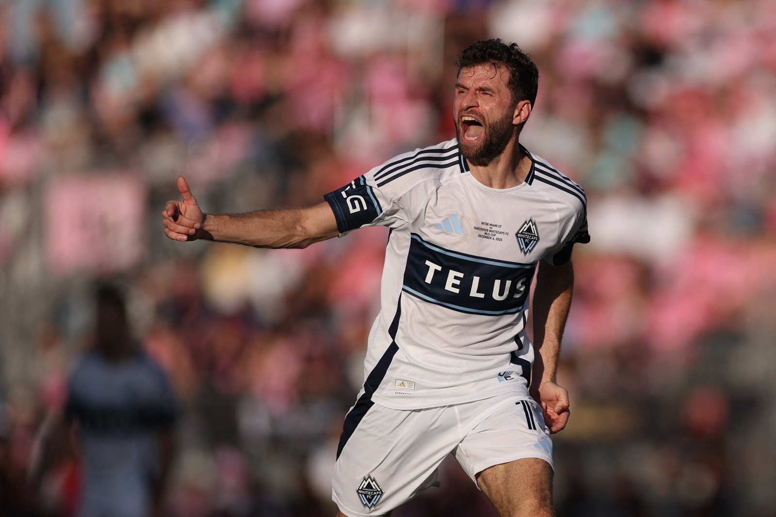 FORT LAUDERDALE, FLORIDA – 6. DEZEMBER: Thomas Müller (#13) vom Vancouver Whitecaps FC reagiert während des Audi 2025 MLS Cup Finales zwischen Inter Miami CF und Vancouver Whitecaps FC im Chase Stadion am 6. Dezember 2025 in Fort Lauderdale, Florida. Maddie Meyer/Getty Bilds/AFP (Foto: Maddie Meyer / GETTY IMAGES NORTH AMERICA / Getty Bilds via AFP)
